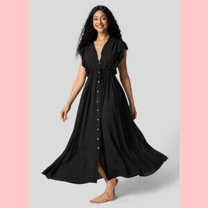 Black Butterfly Sleeve Maxi Dress
